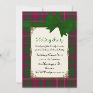 Invitation Crawford Tartan Plaid Custom Holiday Party