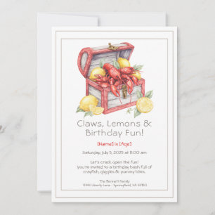 Invitation Crayfish & Lemon Treasure Chest Anniversaire 