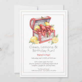 Invitation Crayfish & Lemon Treasure Chest Anniversaire