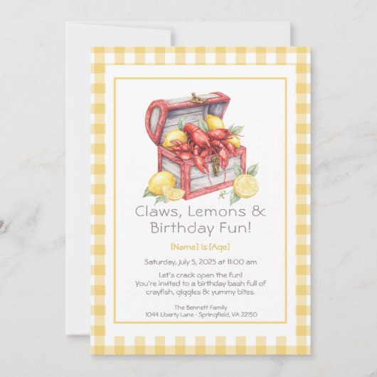 Invitation Crayfish & Lemon Treasure Chest Anniversaire (Devant)