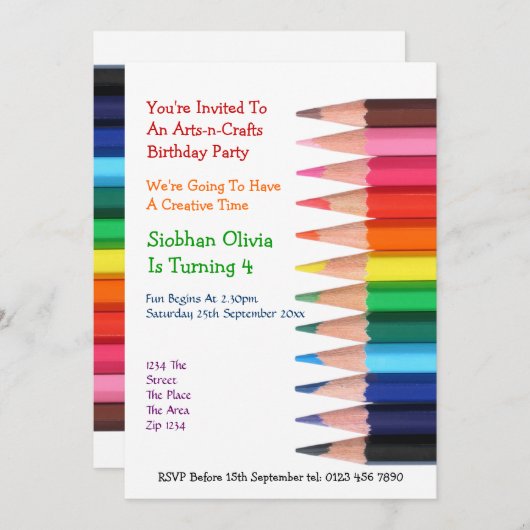 Invitation Crayon Arts et Artisanat (Devant / Derrière)