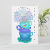 Invitation Crayon Chic Couleur Hydrangea Teups Floral (Debout devant)