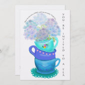 Invitation Crayon Chic Couleur Hydrangea Teups Floral (Devant / Derrière)