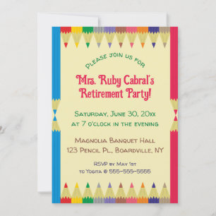 Invitation Crayon de couleur modifiable Fête de retraite des 