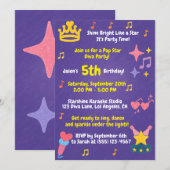 Invitation Crayon éditable de style – Fête de diva de star de (Devant / Derrière)