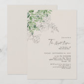 Invitation Crayon Floral Eucalyptus La Nuit Avant Le Mariage (Devant / Derrière)