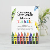 Invitation Crayons 3e anniversaire Troisième photo Anniversai (Debout devant)