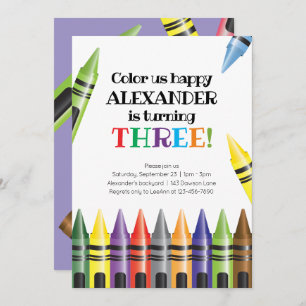 Invitation Crayons 3e anniversaire Troisième photo Anniversai