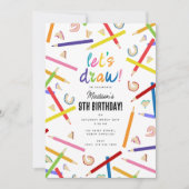 Invitation Crayons colorés Enfants Art fête d'anniversaire (Devant)