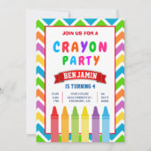 Invitation Crayons colorés pour enfants fête d'anniversaire (Devant)