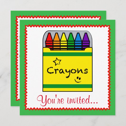 Invitation Crayons dans une boîte Projet d'art Anniversaire (Devant / Derrière)