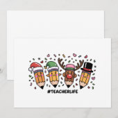 Invitation Crayons de Noël Enseignant Vie d'enseignant Joyeux (Devant / Derrière)