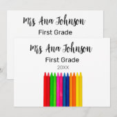 Invitation Crayons de rentrée scolaire ajouter nom niveau cla (Devant / Derrière)