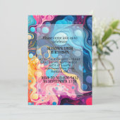 Invitation Crazy Colorful Wavy Imprimer Anniversaire (Debout devant)