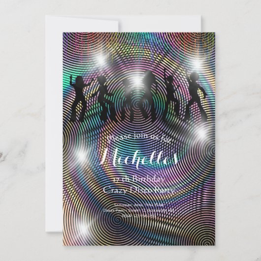 Invitation Crazy disco anniversaire psychédélique (Devant)