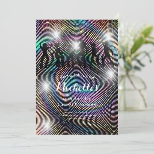 Invitation Crazy disco anniversaire psychédélique (Debout devant)