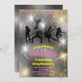 Invitation Crazy disco anniversaire psychédélique (Devant / Derrière)