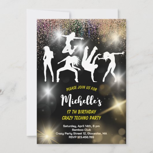 Invitation Crazy disco techno anniversaire psychédélique (Devant)