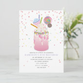 Invitation Crazy Milkshake Candy Cupcake Pink Anniversaire (Debout devant)