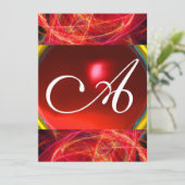 Invitation CRAZY PHOTON MONOGRAM rouge noir rose (Debout devant)