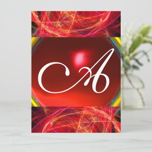 Invitation CRAZY PHOTON MONOGRAM rouge noir rose (Debout devant)