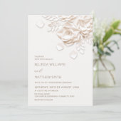 Invitation Cream 3D Flowers Roses Simple Wedding (Debout devant)