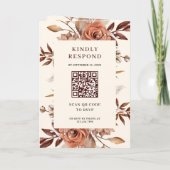 Invitation Cream and Terracotta Floral QR Code Wedding (Dos)