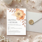 Invitation Cream Apricot Floral Wedding Invitation, W004