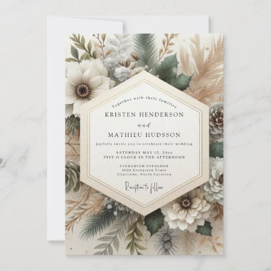 Invitation Cream Autumnal Bloom Wedding (Devant)
