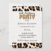 Invitation Cream Black Brown Leopard Gold Parties scintillant (Devant)