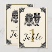 Invitation Cream Black & Gold Vintage Skeleton Mariage (Devant / Derrière)