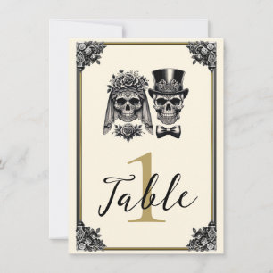 Invitation Cream Black & Gold Vintage Skeleton Mariage