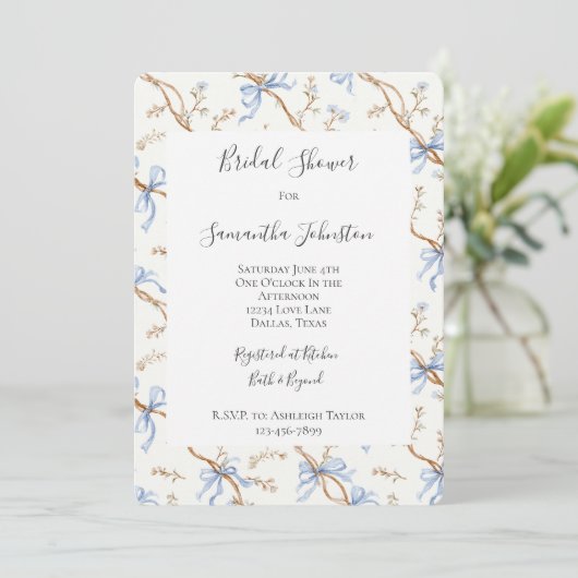 Invitation Cream Blue Bows (Debout devant)