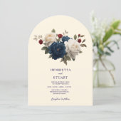 Invitation Cream Blue Terracotta Floral Arch all in one (Debout devant)