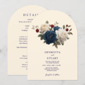 Invitation Cream Blue Terracotta Floral Arch all in one (Devant / Derrière)