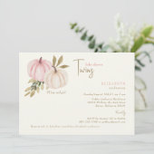 Invitation Cream Blush Twins Little Pumpkins Baby Shower (Debout devant)