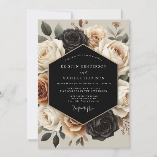 Invitation Cream Botanical Opulent Wedding (Devant)