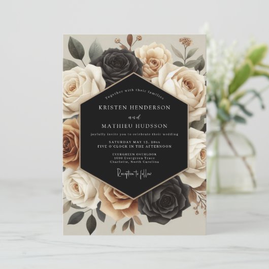 Invitation Cream Botanical Opulent Wedding (Debout devant)