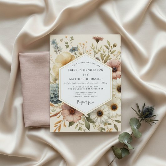Invitation Cream Botanical Whimsy Wedding
