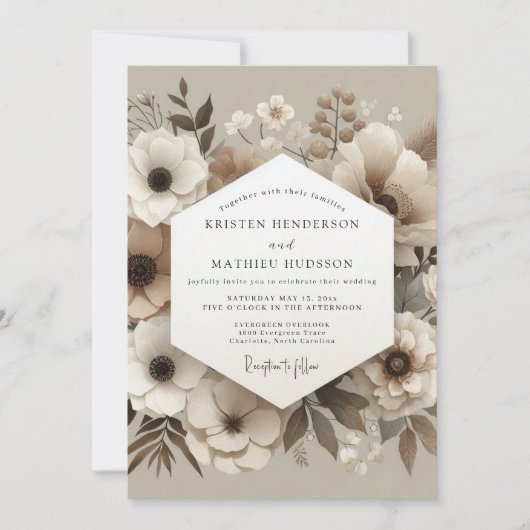 Invitation Cream Botanical Whisper Wedding (Devant)