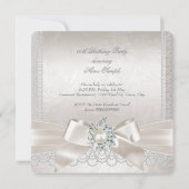 Invitation Cream Bow Pearl Damask Diamond Anniversaire (Dos)