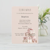 Invitation Cream Brown Blush Pink Leopard Gifts Birthday (Debout devant)