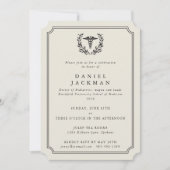 Invitation Cream Caduceus+Laurel Médicale School Graduation (Devant)