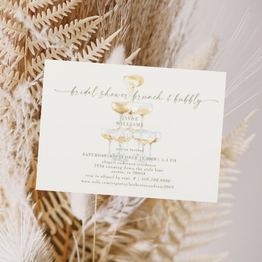 Invitation Cream Champagne Tower Fête des mariées Brunch