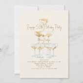 Invitation Cream Champagne Tower Surprise 50th Birthday Party (Devant)