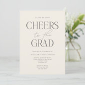 Invitation Cream Charcoal Gray Modern Cheers Grad Party (Debout devant)
