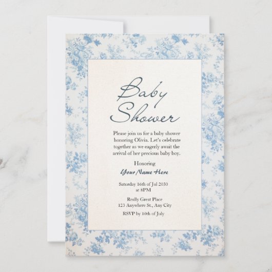 Invitation Cream Classique Traditionnel Baby Shower invitatio (Devant)
