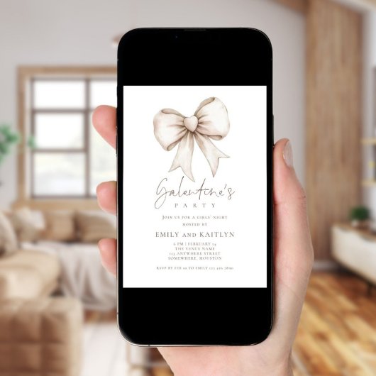 Invitation Cream Coquette Bow Galentines