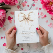 Invitation Cream Coquette Bow Galentines