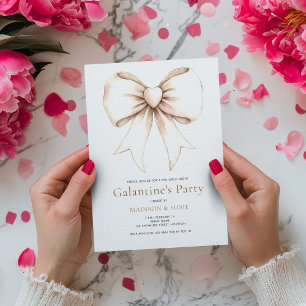 Invitation Cream Coquette Bow Galentines